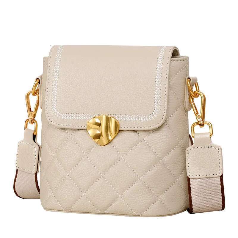 Women S Top Layer Handbag Lingge Small Wide Head Leather Messenger For Black Bag Oblique Shoul Bag