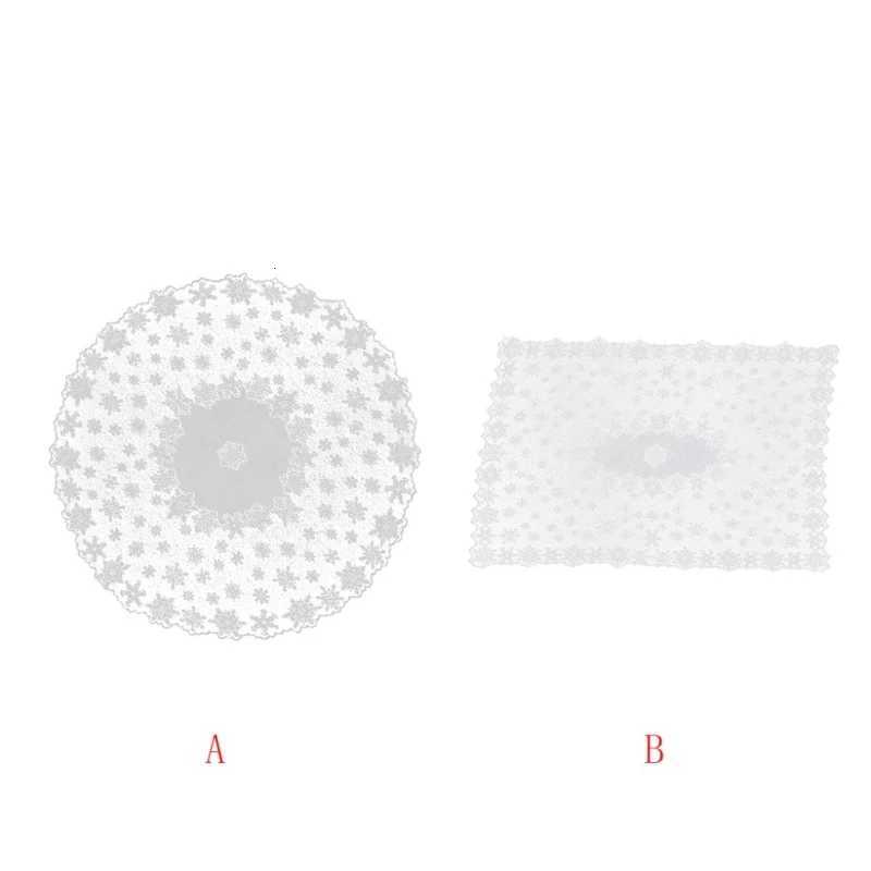 Christmas Lace Snowflake Pattern White Tablecloth Round 180cm Diameter C251122