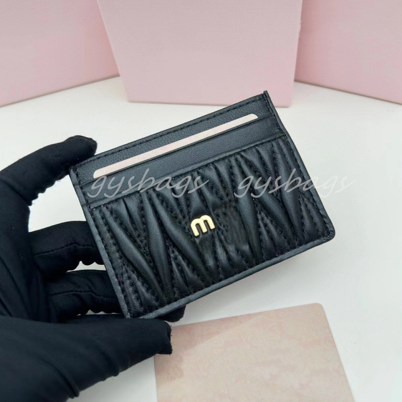 Best Quality 10A Woman Pleated Card Holders short wallet designer wallet credit cards holders mini cute wallets fashion 3 Colors Sheepskin