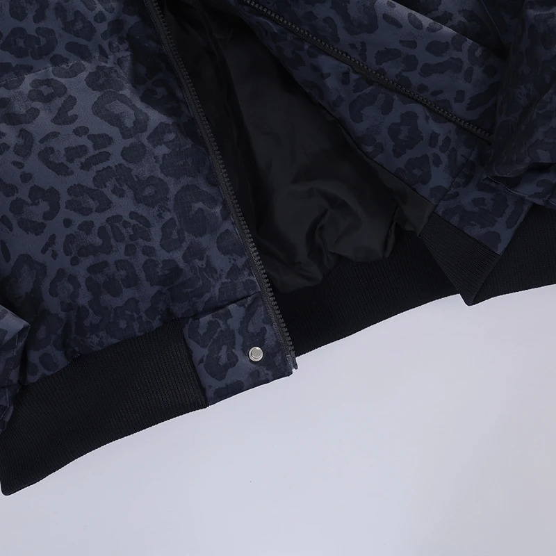 Retro Leopard Print Short Down Cottonpadded Jacket mens Winter Jackets 2025 European American Collar Bread Coats Outerwear 251110