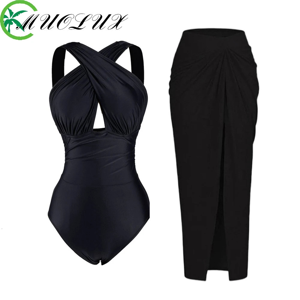 Womens swimsuit womens retro onepiece bikini set holiday beach solid dress summer plus size 250422