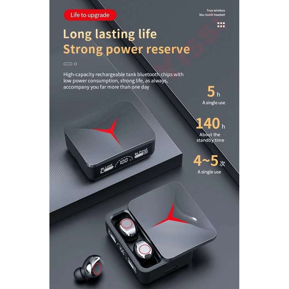 Wireless Bluetooth Earbuds With LED Display Charging Case Noise Cancelling In-Ear Headset Black