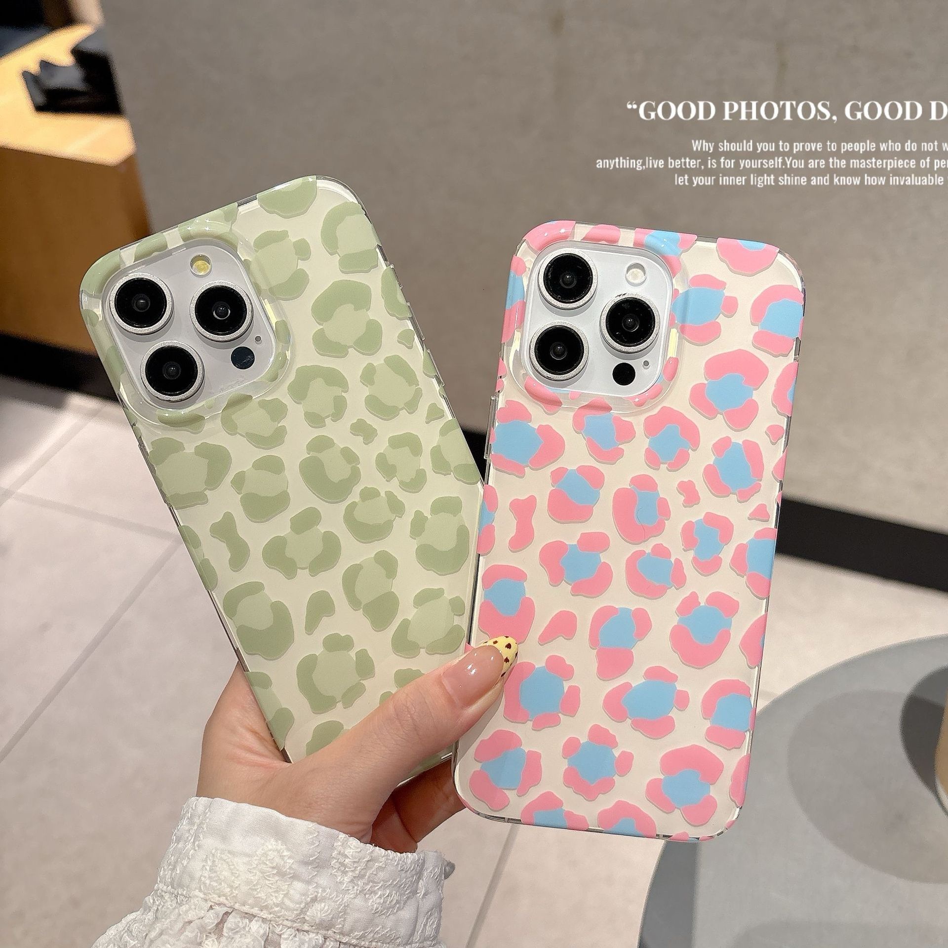Pink Green Leopard Print Phone Case Compatible with iPhone 17 Pro Max, Fashionable Protective Case