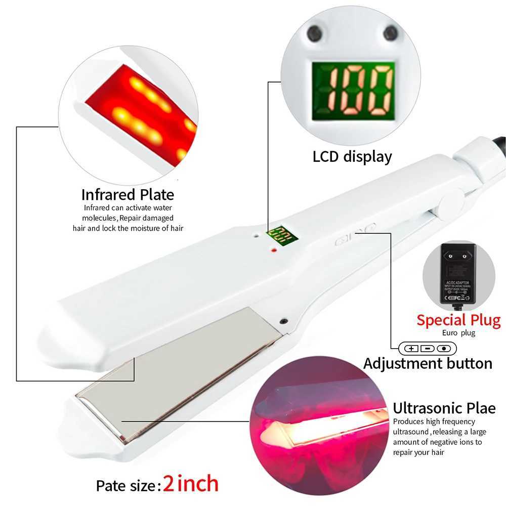 RUCHA Hair irons Infrared Ultrasonic Hair Care Iron for Frizzy Dry Hair Keratin Repair 2 inch Hair Treatment Recovers IronsT251122