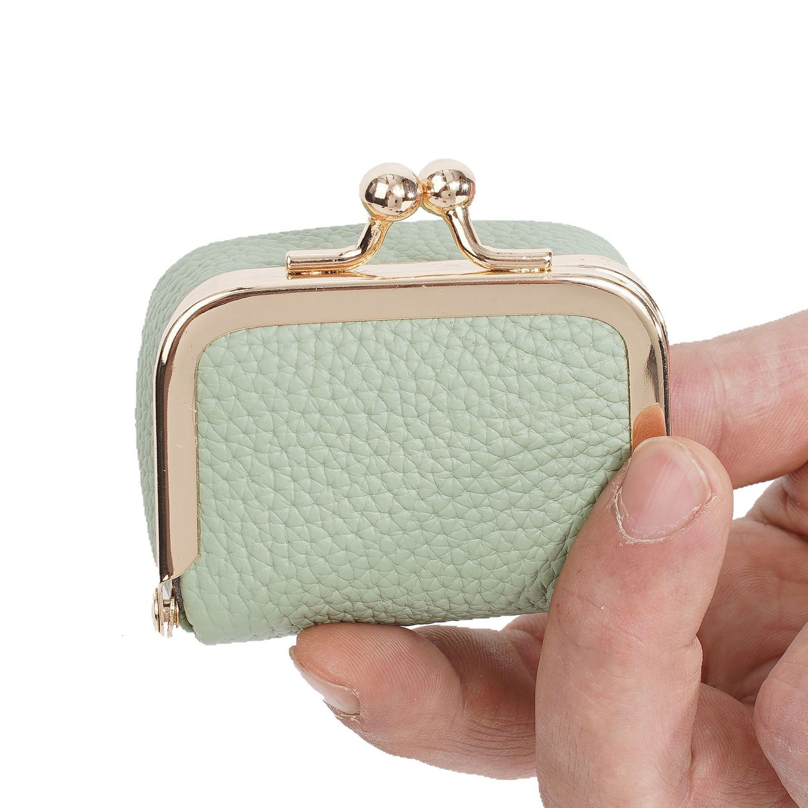 Women's Solid Color PU Leather Jewelry Box, Ring, Necklace, Earring Storage Mini Coin Wallet Small Bag Kiss Lock R250422