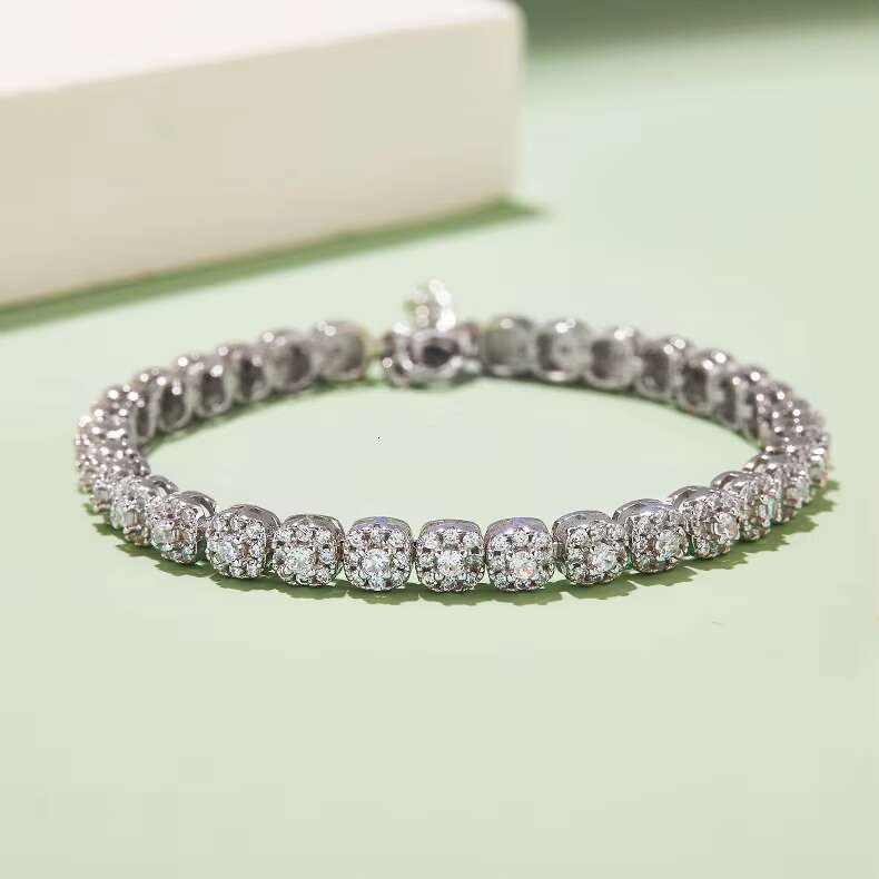Trend Custom VVS 3.5ct Moissanite Diamond Platinum Plated Necklace Classic 925 Sterling Silver Tennis Chain Bracelet