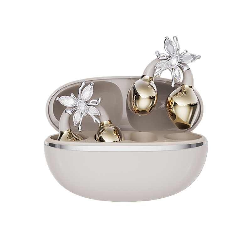 HiFi Stero Earphone Wireless Earbuds Clip Design with Ladies Diamond Buckle Earhook In-Ear Bluetooth TWS ENC