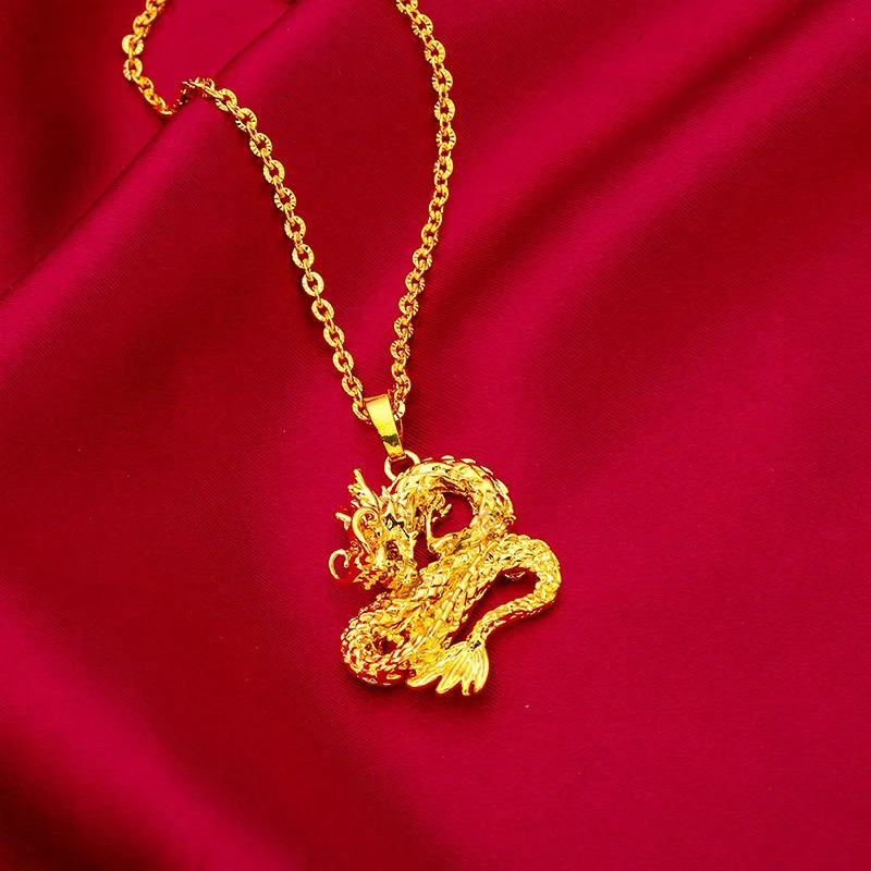 AU999 24K Gold Mens Dragon Set Polished Pendant Matte Wide Bracelet MicroDiamond Ring Head 251114