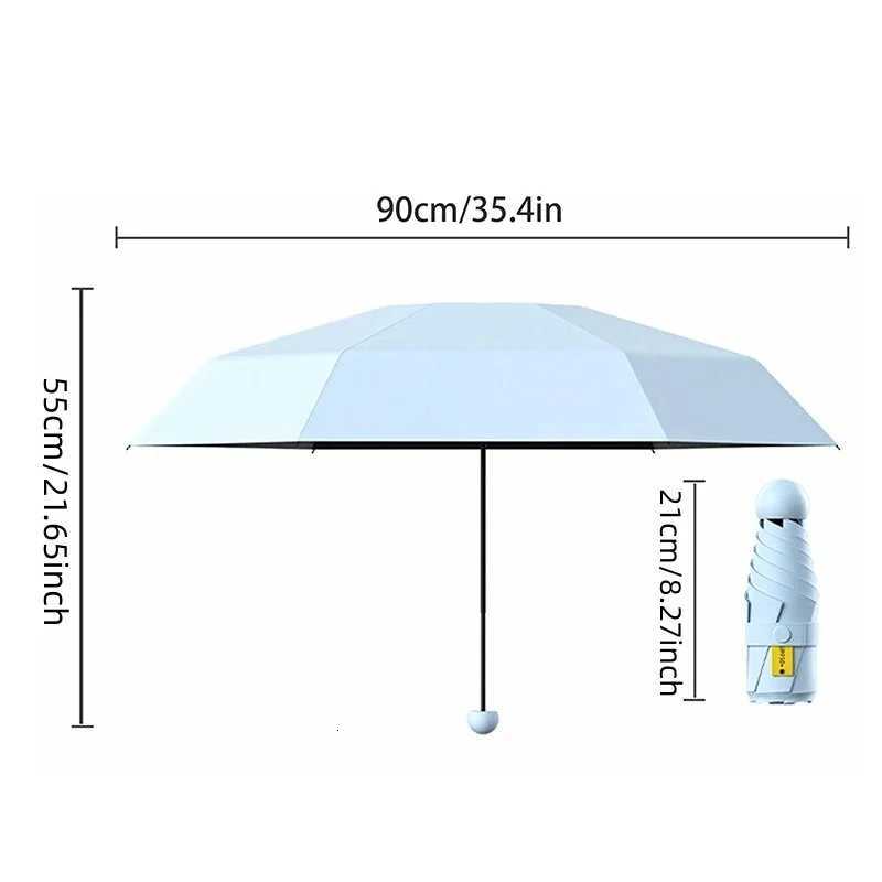 1PC Solid Color Capsule Umbrella - Small Portable Dual Use Sunshade And Rain Protection for WomenM251122