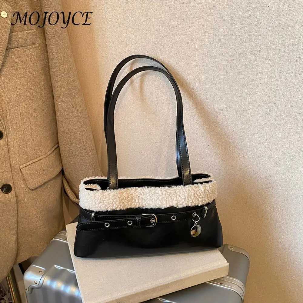 Women PU Lambswool StiTChing Vintage Shoulder Bag W/Belt Small SaTChel Tote Bag Hobo Bag for Daily School Travel K251121