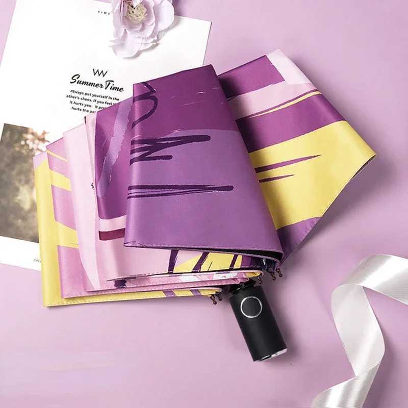 Creative Printing Automatic Opening and Closing UV Resistant Sun Umbrella for WomenM251122