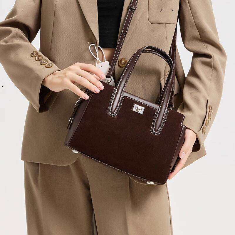 2025 NEW Autumn winter women's Suede cowhide leather Crossbody Bag luxury designer Genuine Leather commuting Shoulder bag