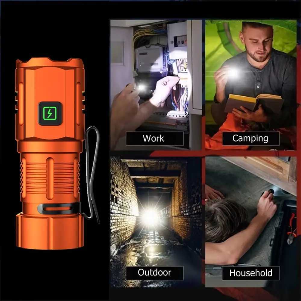 6500K 3x Led Mini Palm Small Flashlight USB Rechargeable Portable Magnet Torch Outdoor Hiking Camping Home Work Car Repai 16340 C251122