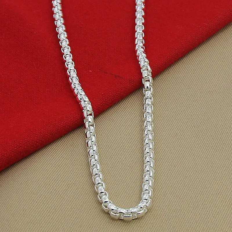 925 Sterling Silver 4mm Round Box Chain 20/22/24 Inch Necklace For Woman Men Fashion Wedding Engagement Charm JewelryXJ251122 - view 4