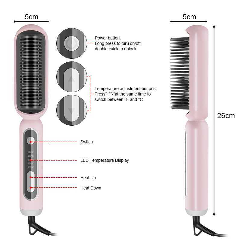 Yiber Hair Straightener Brush Electric Hair Iron with Built-in Comb Pro Salon Detangling Styling Hot Comb Essential HairdresserT251122