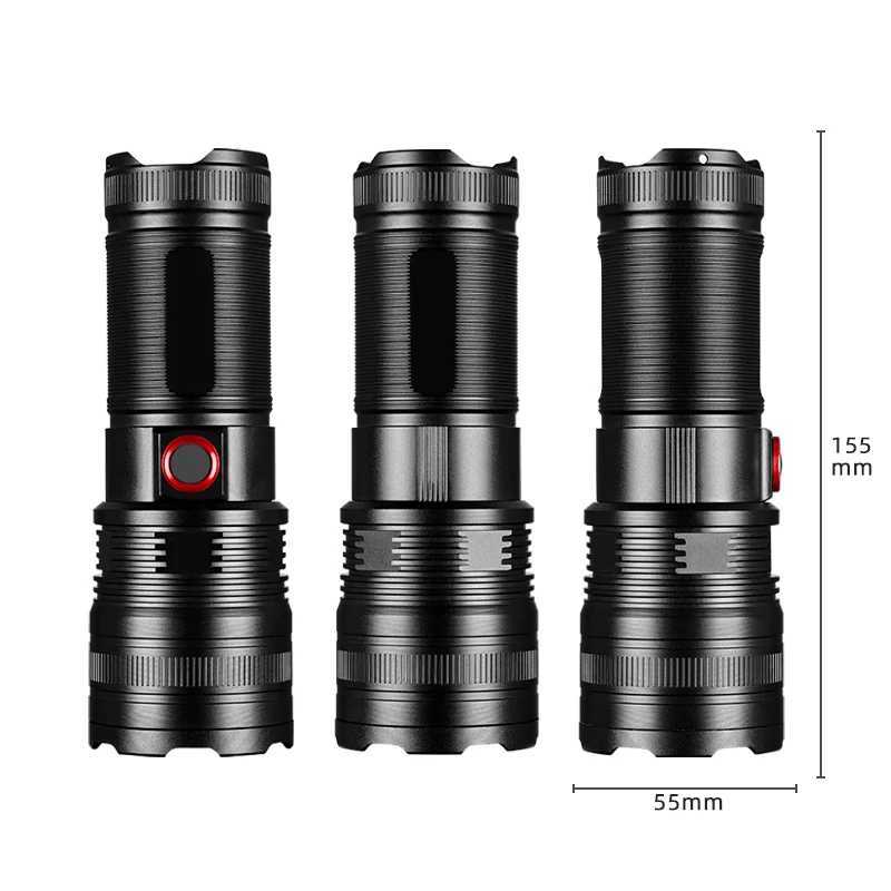 Powerful Spotlight Long Range LED Flashlight Strong Light Lamp Tactical Torch Lantern Built-in Battery Type-C Charging Torch C251122