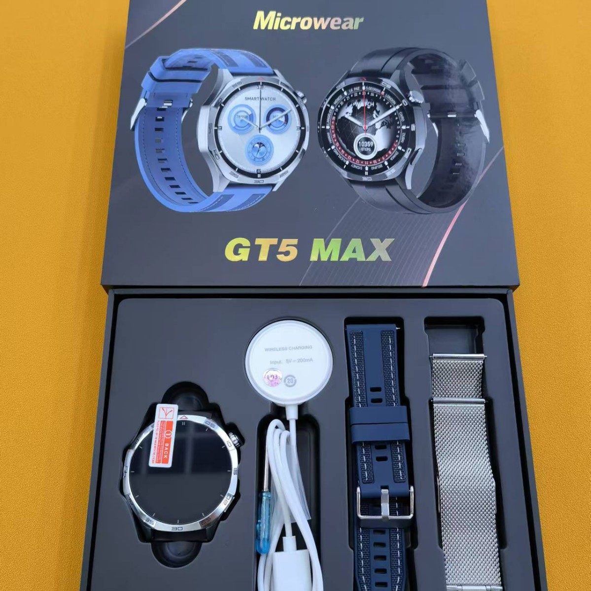 GT5MAX heart rate ECG smart bracelet watch micro wearable touch screen 44cm Bluetooth connection wireless charging free shipping