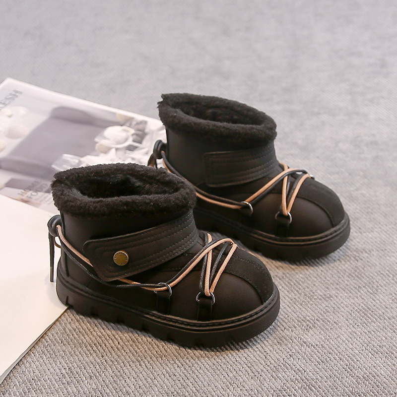 New designer shoes Children s Cotton Boots Winter New Low Cut Korean Style Simple Fashion Fleece Lined Thickened Warm Girls Snow Boots