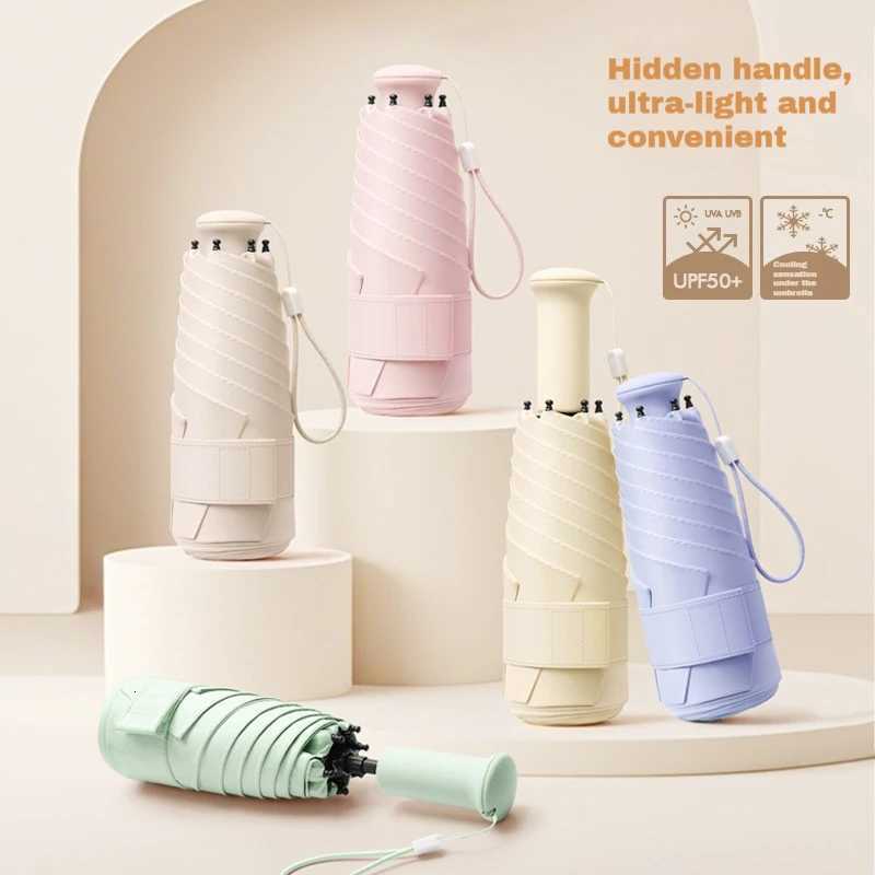 Ultra light mini telescopic handle dual-use sun protection and UV protection folding black rubber sun umbrellaM251122