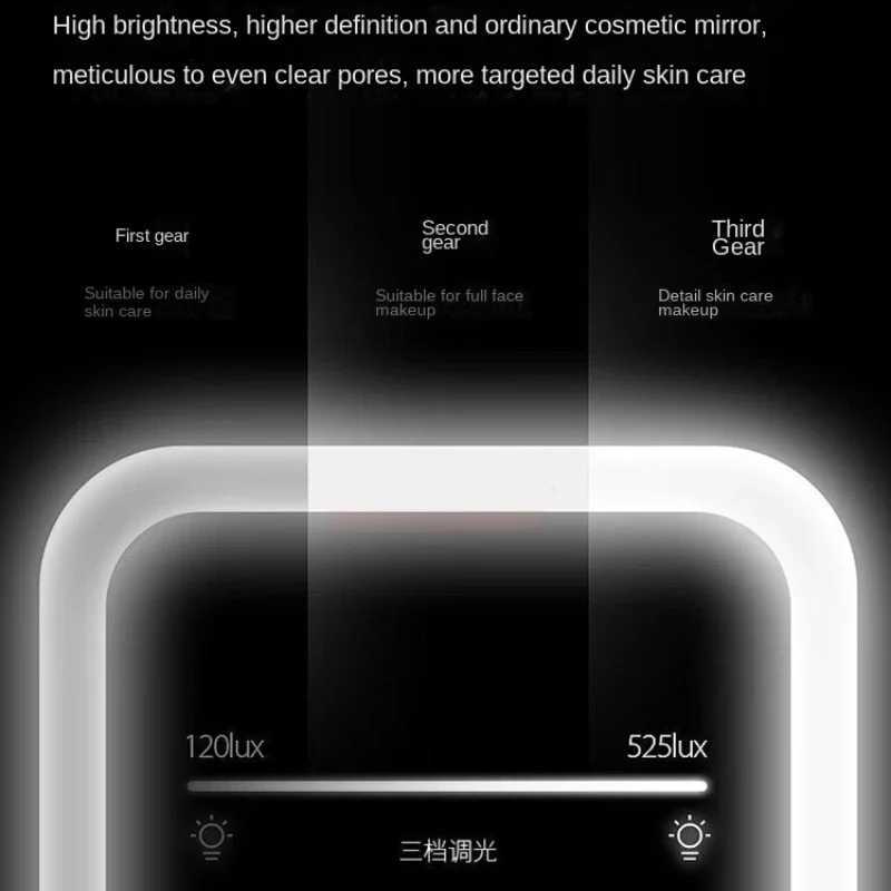 LED Touch Screen Makeup Mirror Folding Mirror Lighted Makeup Mirror 3 Colors Light Modes USB Rechargeable Cosmetic Mirror Tools M251122