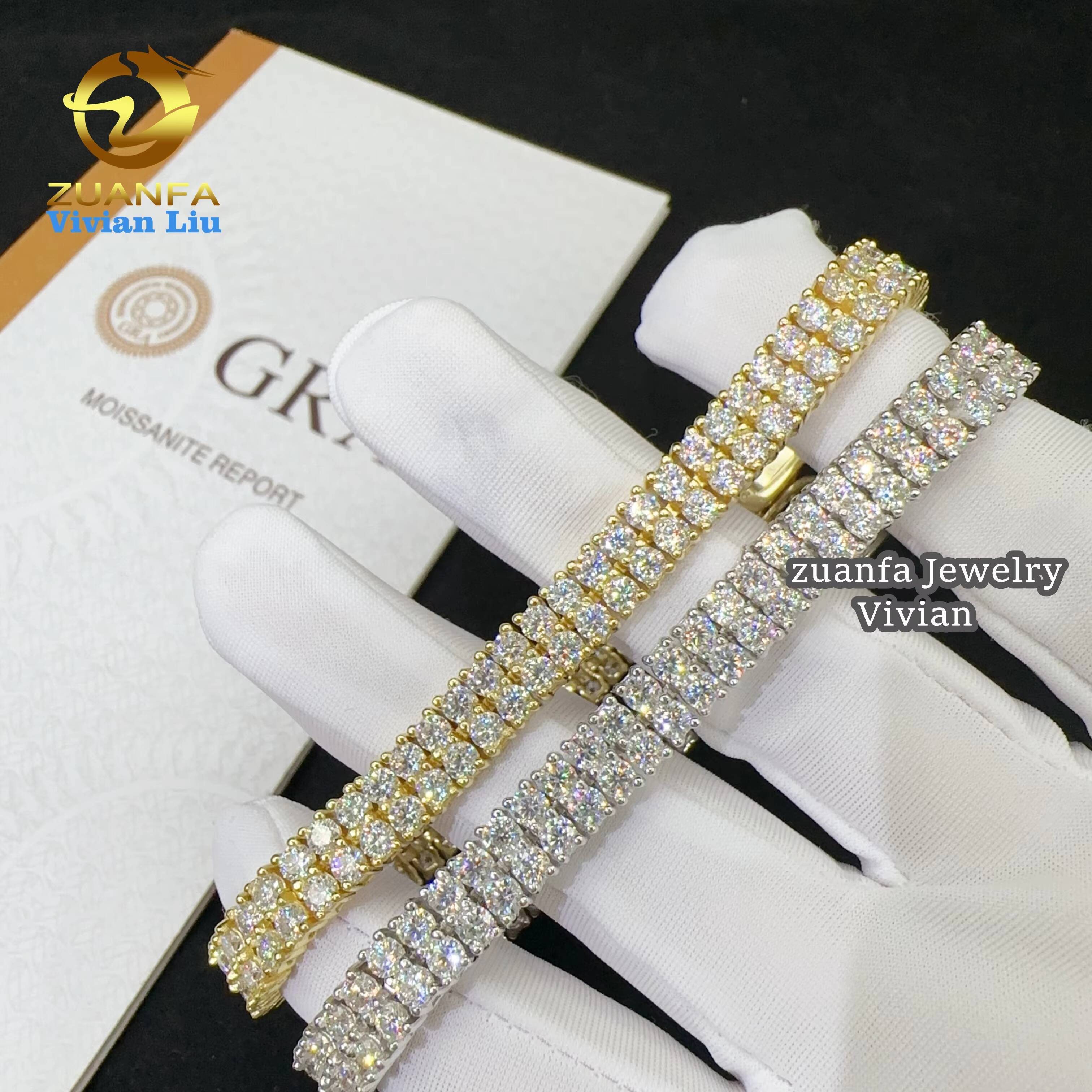 Ready to Ship Tennis Bracelet Silver Vvs Moissanite Lab Diamond Tennis Chain Hip Hop Iced Out Jewelry Necklace Bracelet