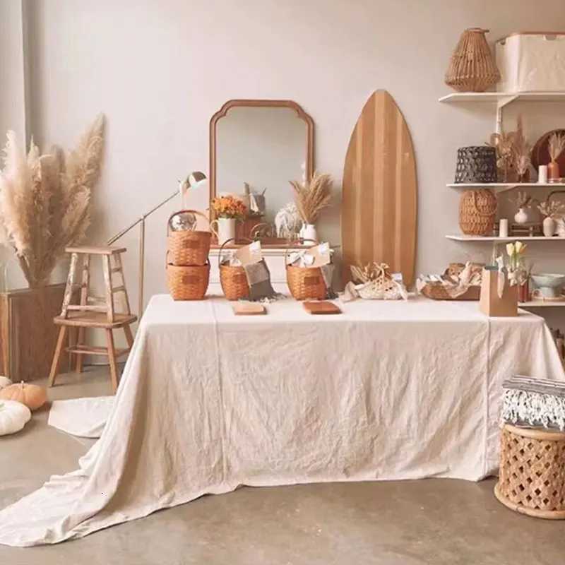 French Cream Style Household Tablecloths Wedding Parties Holiday Kitchen Tablecloths Soft Pleated Texture Beige Tablecloths C251122