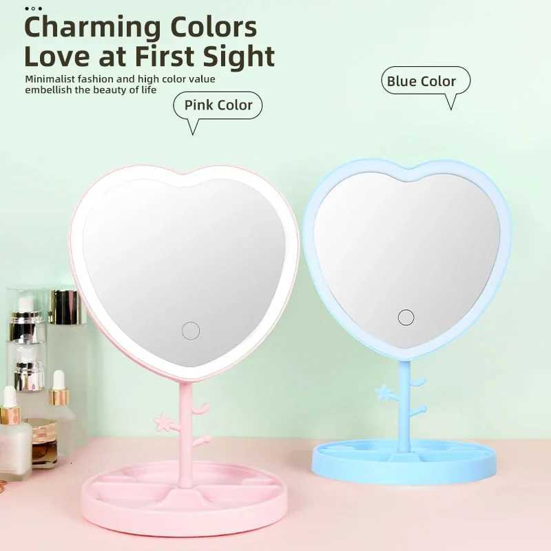 Mirror Makeup Mirror Led With Light Student Female Makeup Mirror Dormitory Desktop Storage Makeup Mirror M251122