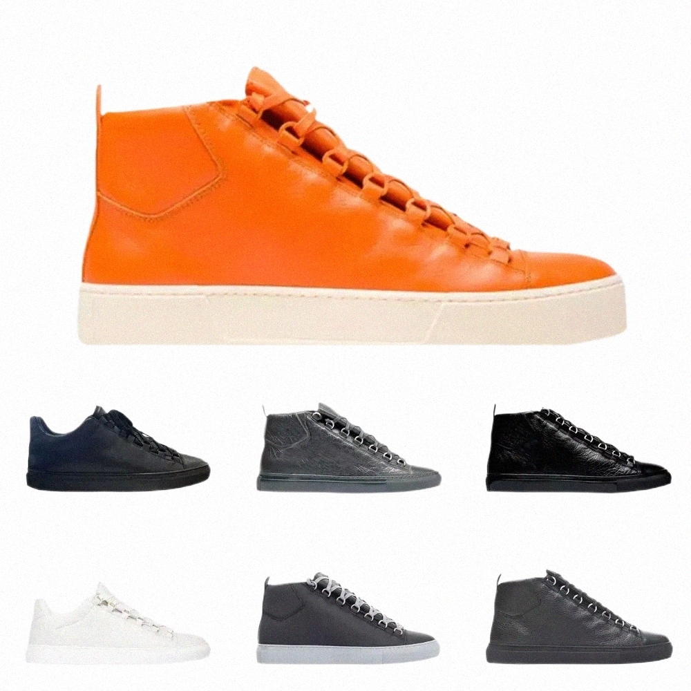 high quality brand Arena casual shoes High-Top Sneaker Men's Flat Wrinkle Leather Trainer Party Shoe mens sports runner trainers Q8bc#