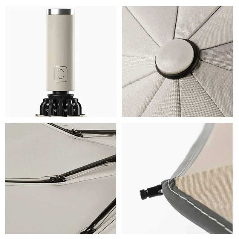 10K Windproof Double Layer Fully Automatic Resistant Umbrella Inverted Umbrella with Reflective Strip Sun RainM251122