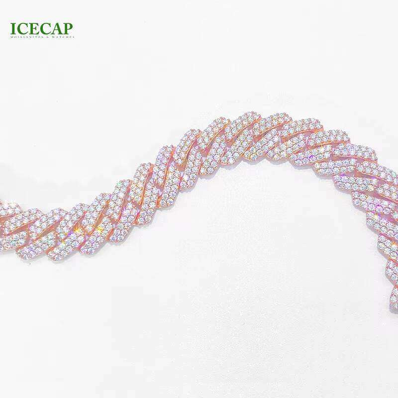 Fashion Jewelry Pure Sier Rose Gold Plated Moissanite Unisex Iced Hip Hop Cuban Chain Bracelet