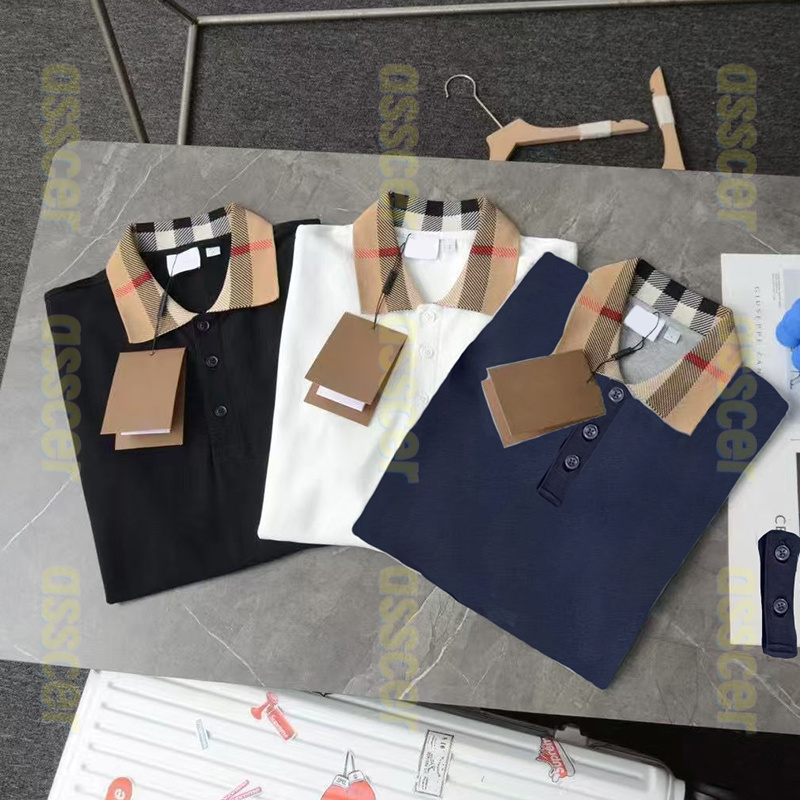 Designer Polo Shirts Men Luxury Plaid Polos Mens Casual T Shirt Fashion High Street Lapel Short Sleeve Polo Shirt Asian Size M-4XL