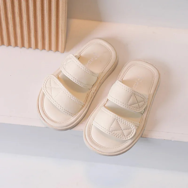 Childrens casual slippers with double hook and loop solid color soft sole anti slip comfortable summer beach sandals 250421BJ - view 7