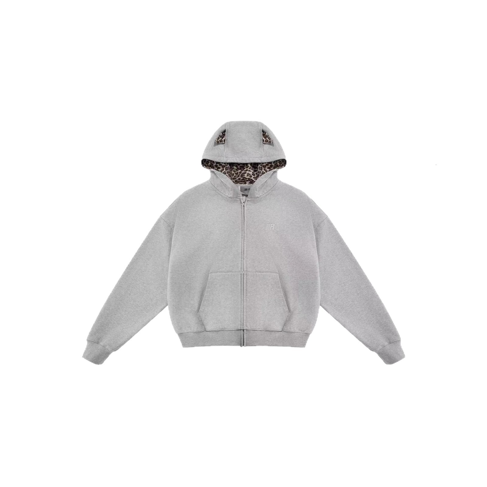 American designer retro leopard print patchwork with thick fleece hooded sweatshirt for women's autumn and winter new loose zipper cardigan trend