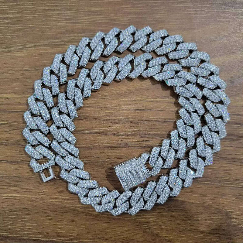 Fashion Gold-Plated Zinc sterling silver Rhinestone Cuban Chain Necklace Men's Hip-Hop Accessories Children's Gift