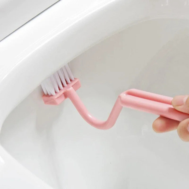 Toilet cleaning brush Sshaped portable WC washer curved side handle angle 250422
