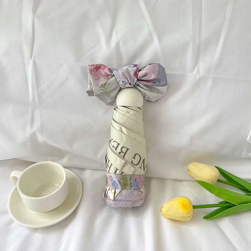 Retro oil painting folding umbrella for women with high appearance sun and rain dual-purpose sun umbrella sun protection ultraM251122