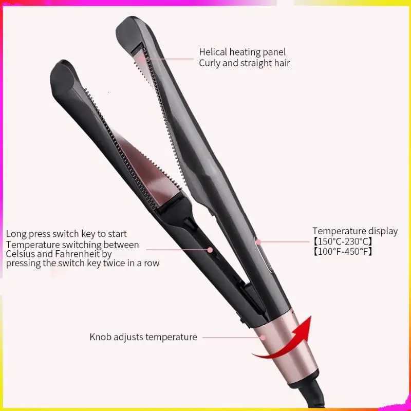 M04K Hair Styler 3-In-1 Tourmaline-Curler Straightener Waver With LCD Display And Rotating Temperature Control EU PlugT251122