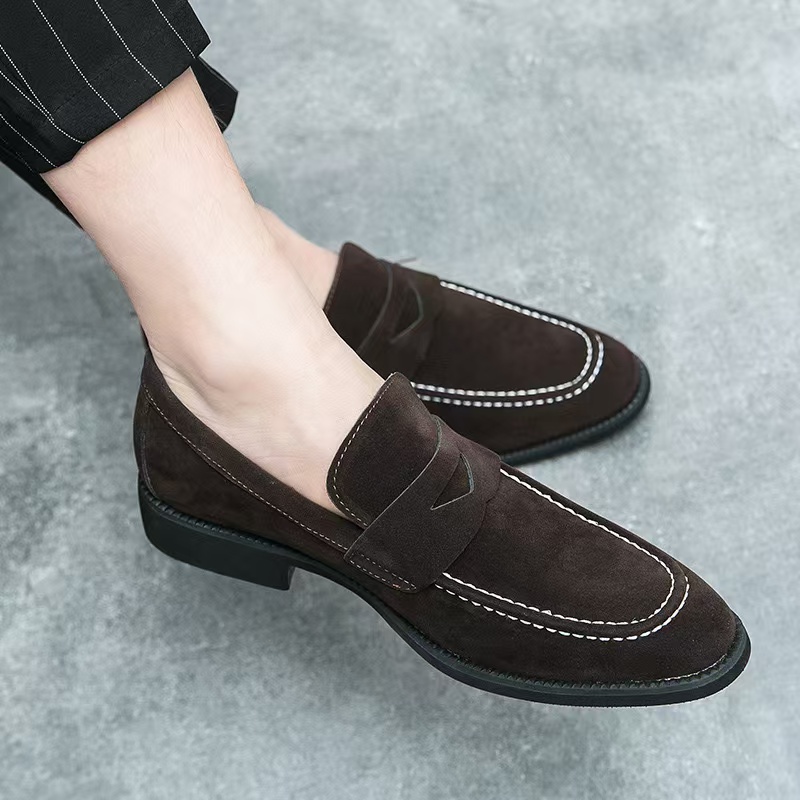 Men's Fashion Casual Shoes Suede Genuine Leather Mens Slip-on Light Comfortable Driving Loafers Moccasins Men Party Wedding Flat 1109
