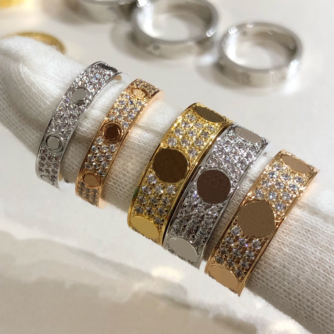Designer Classical Screw Men Ring Love Two Rows of Dia Inlay Anniversary Letter Promise Couples Modern Womens Engagement Rings Daily Wear