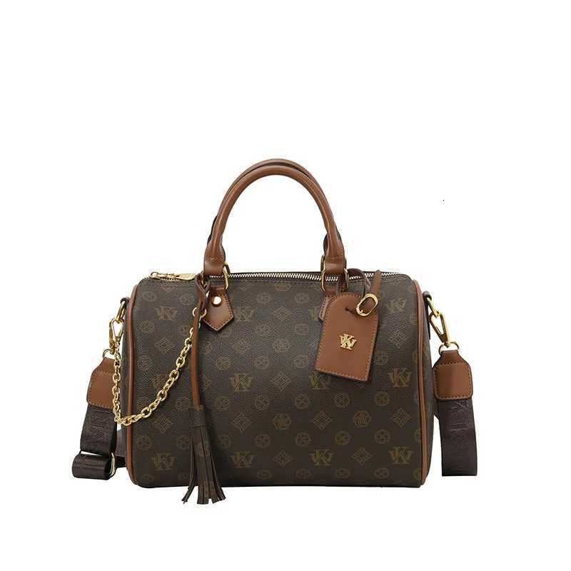 2025 Vintage Print Pillow Bag Luxe Cylinder Purse for Women Textured Shoulder Bag Bohemian Top Handle Tote Day-to-Night K251121