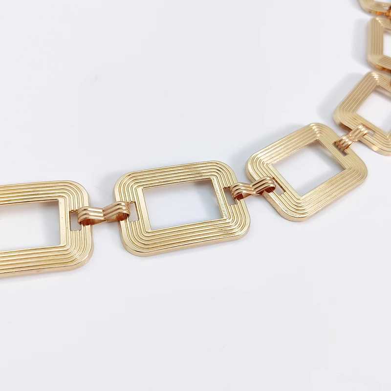 Street 1pc Versatile Hollow Out Square Shaped Metal Waist Chain For Women Fashionable Summer for Skirt Or Jeans J251122