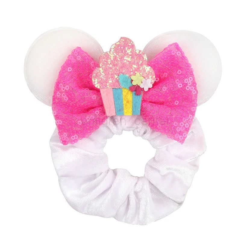 Disney Ears Hair Scrunchies Velvet Hairbands For Girls Sequins Bows Headband Women Trip DIY Accessories Minnie Mouse Party Decor W20250421