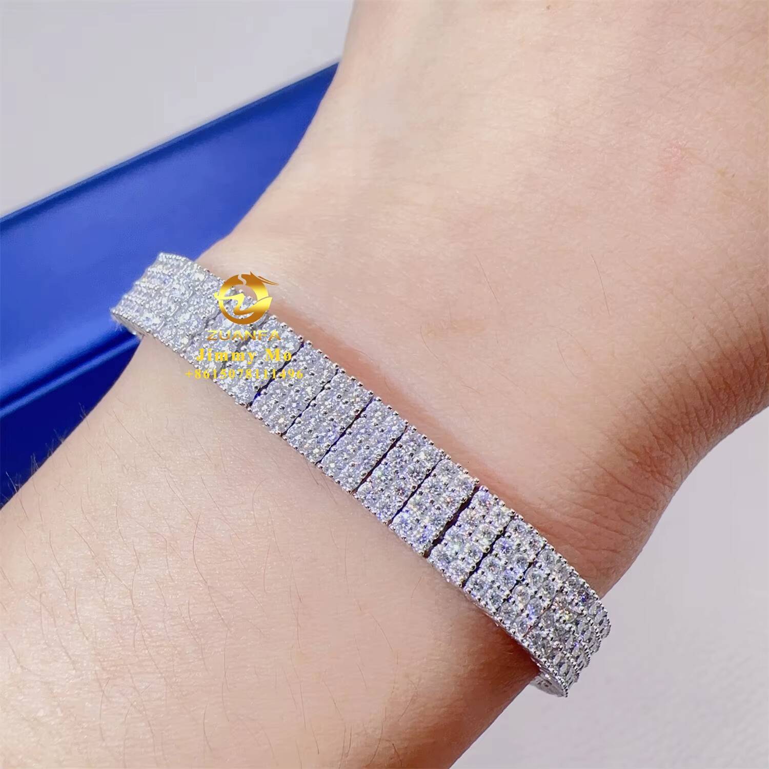 GRA Certificates Luxury 925 Sterling Silver Iced Out Hip Hop Fire Jewelry VVS Moissanite Cluster Tennis Bracelet