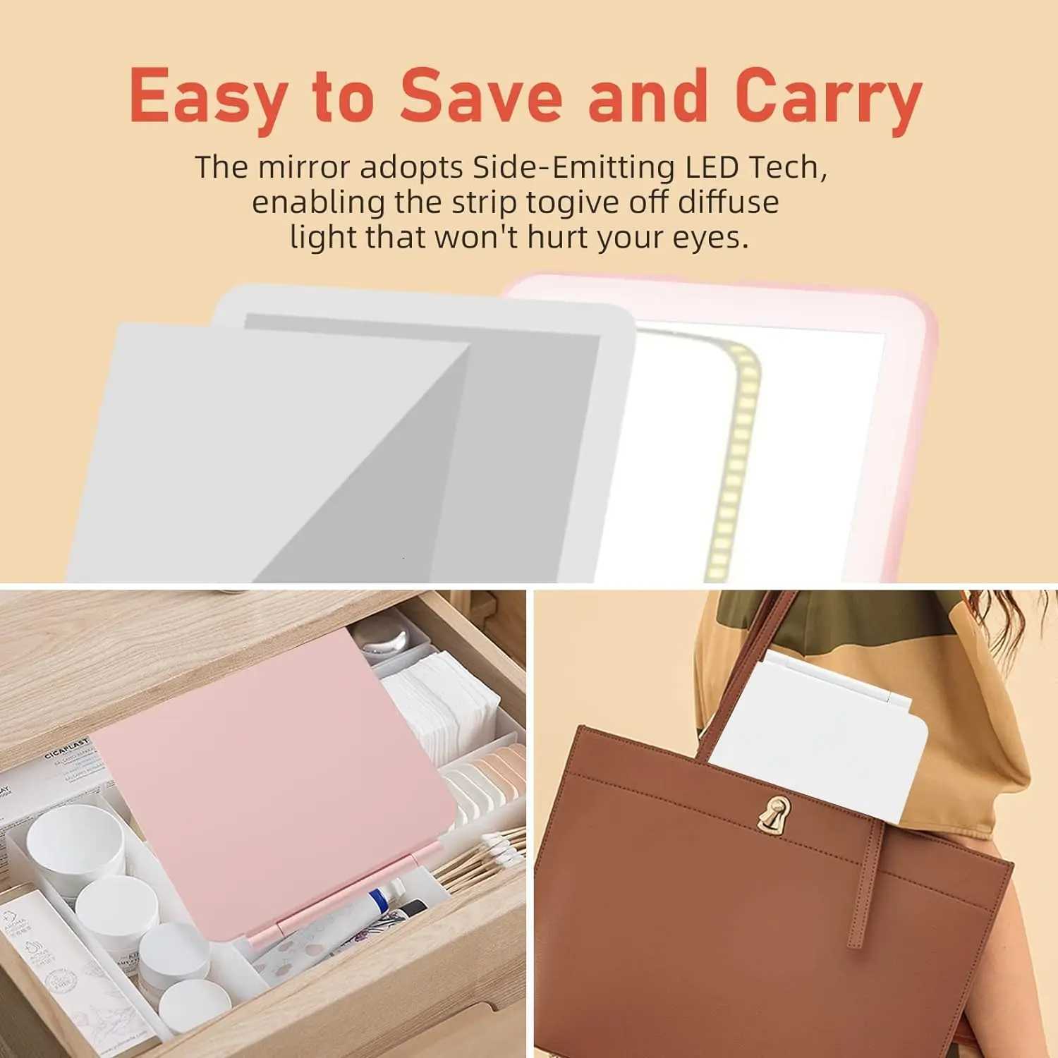 Vanity Lights USB Tricolor Light Foldable Makeup Mirror Bathroom Dressing Table Lighting Dimmable LED Vanity Light For Beauty M251122