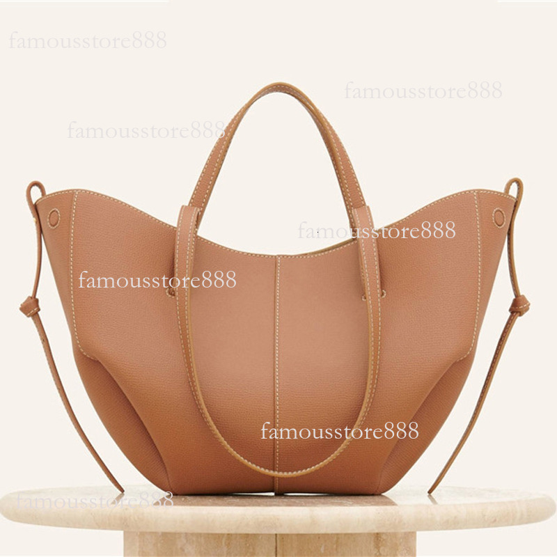 Designer New Arrival Tote Leather Crossbody Large Capacity Shoulder Strap French Minimalist Style Caramel Brown Travel Bag