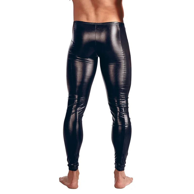 Mens pants Gothic long legs mens Trouser stage performances sexy lingerie Wetbook synthetic leather PVC gay club dance uniform 250418