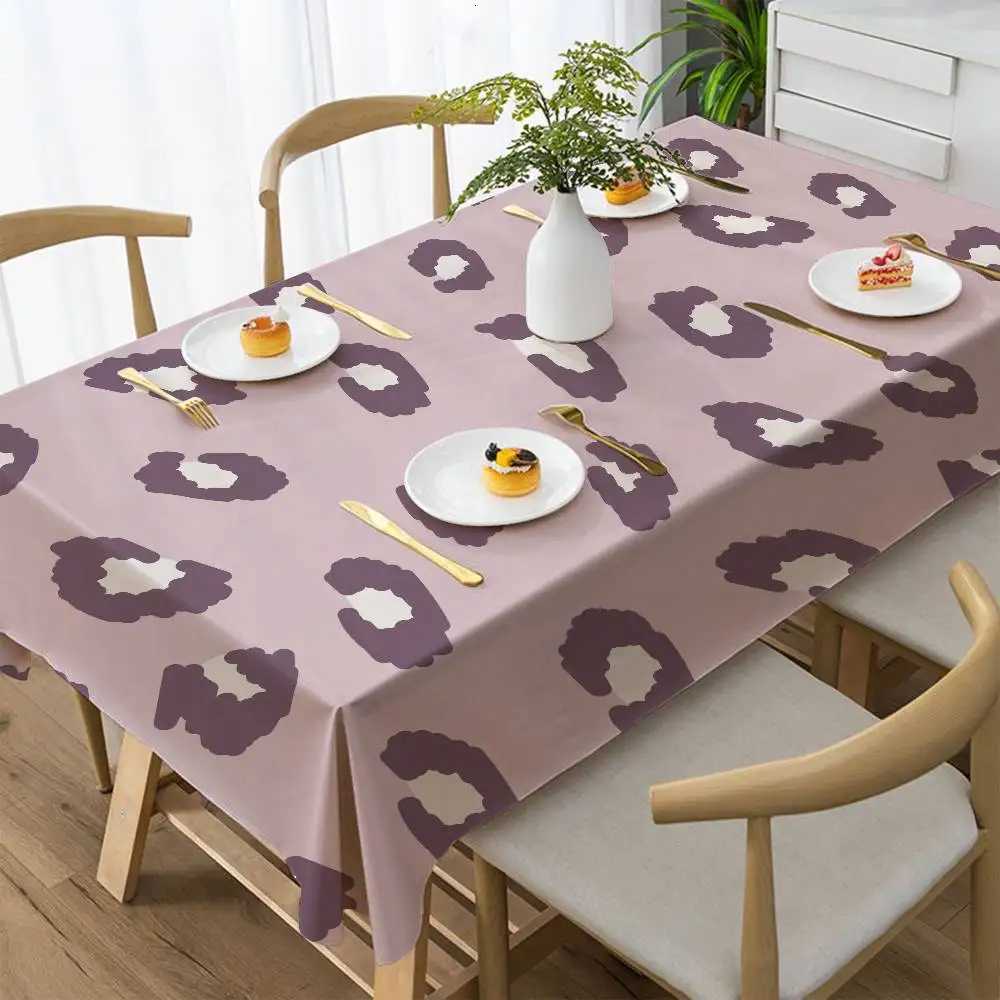 Animal Fur Leopard Print Home Tablecloth - Waterproof Anti-Stain Rectangular For Dining Decor Accessories C251122