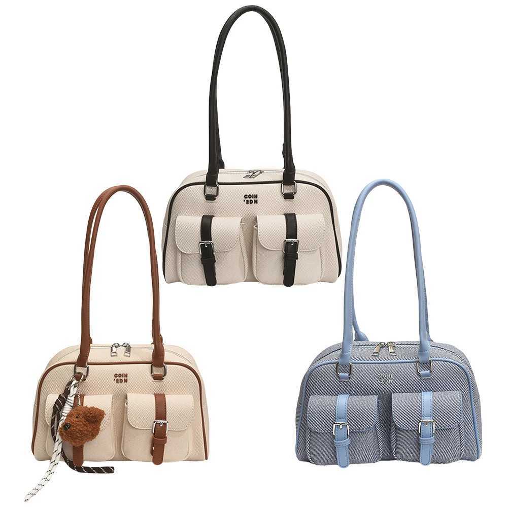 Leather Shoulder Bag for Women with Double Pockets Trendy Purse Shoulder Handbags Purses Casual Hobo Bags for DatesT251122