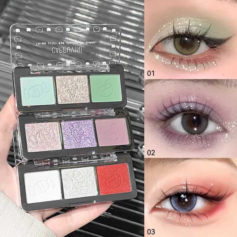 CAPPUVINI summer three color eye shadow pearl fine flash matte easy to make up lasting no powderApply makeup naturallyT251122