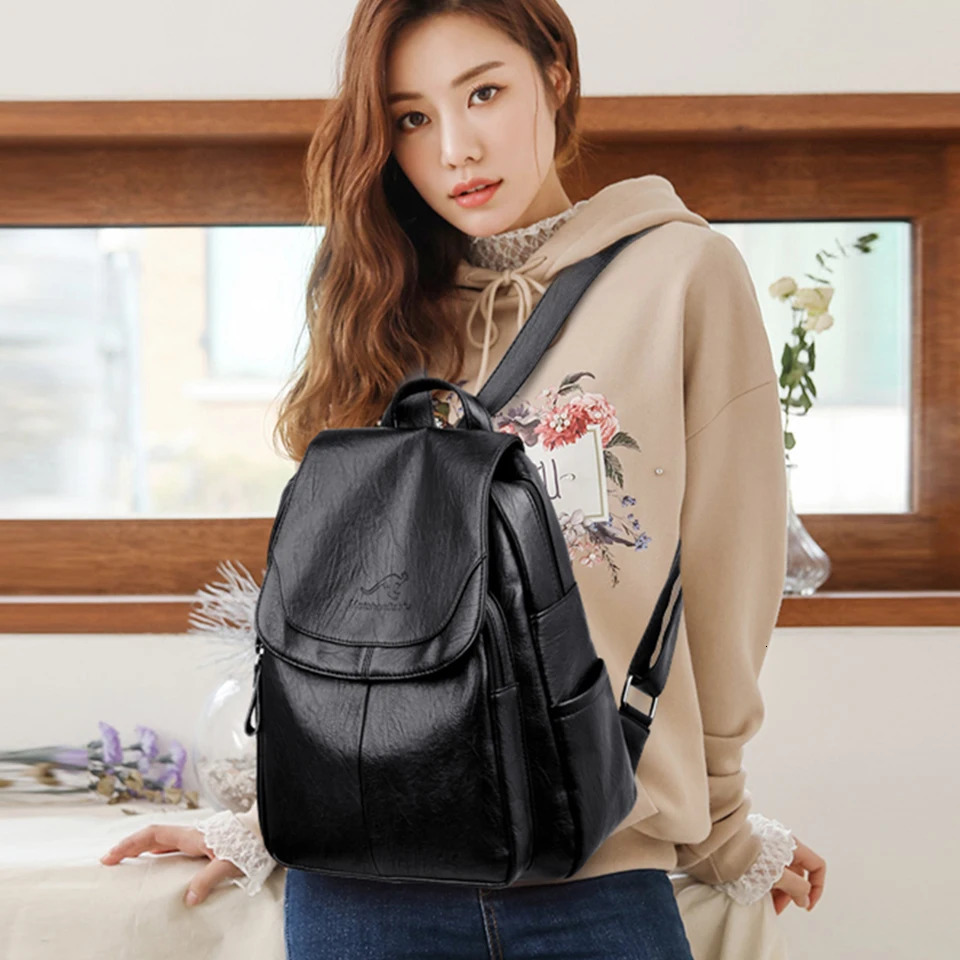Ladies Bookbag Rucksack Women Large Capacity Backpack Purses High Quality PU Leather Female Vintage School Bags Travel Bagpack 251111